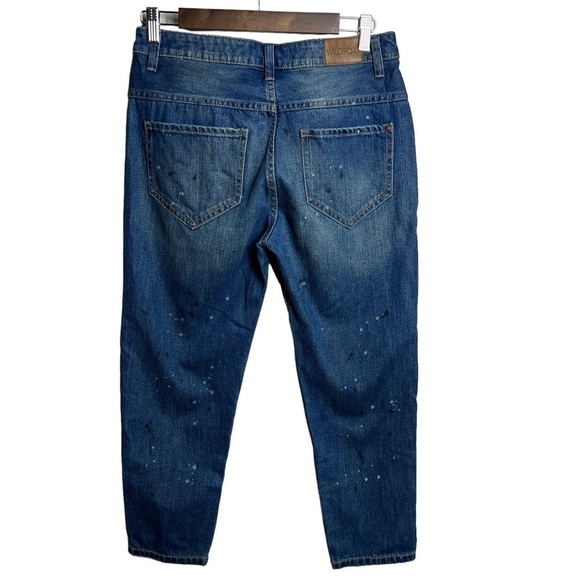 Wildfox Jeans Women's 28 Da Vinci Wash Paint Baggy Cropped Medium Wash - Picture 2 of 10